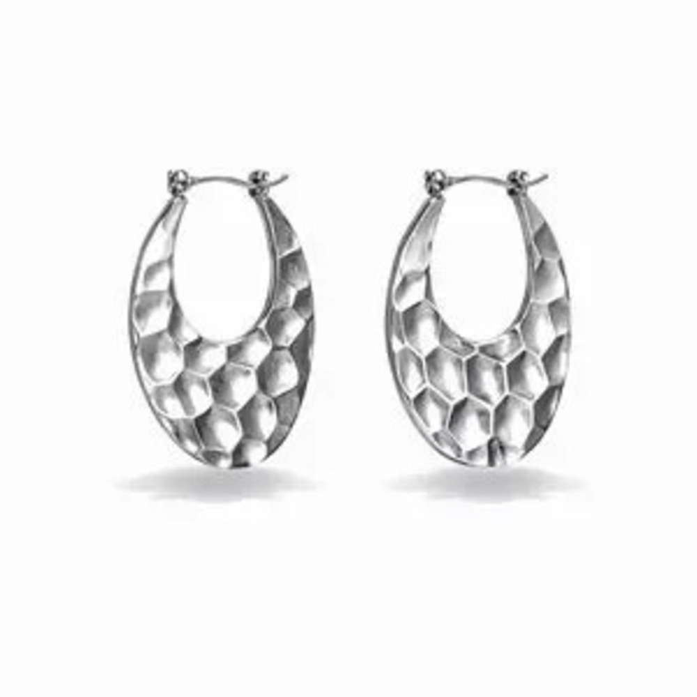 Elegant Silver Textured Hoop Earrings